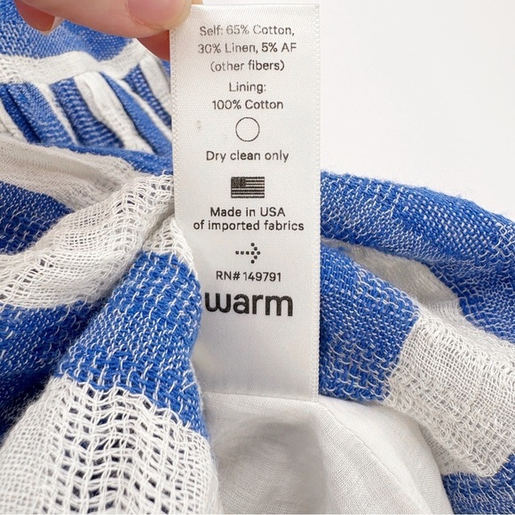 WARM Biscay Blue & White Striped Midi Dress 0 - Picture 11 of 12